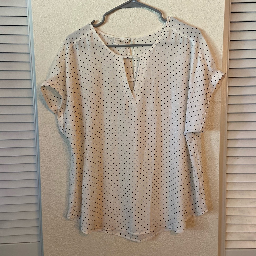 White and Black Polka Dot Blouse